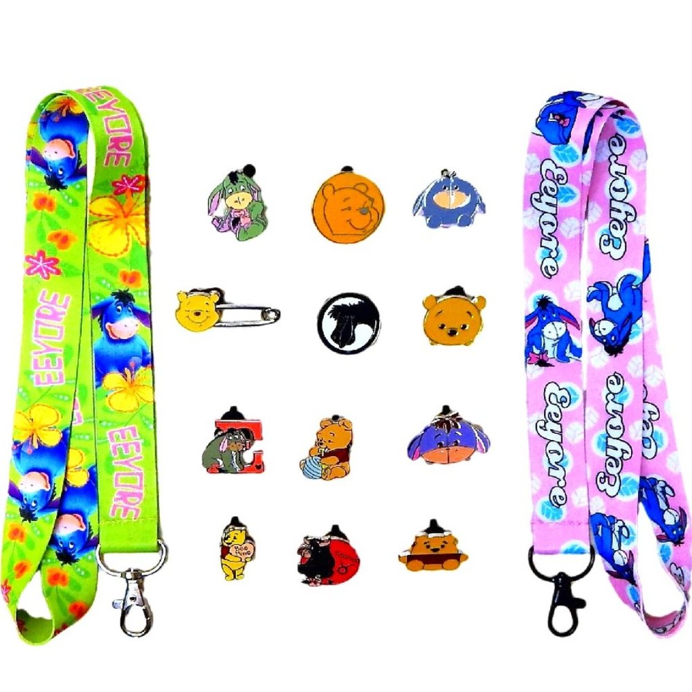 Eeyore Starter Lanyard Set with 5 Themed Disney Park Trading Pins